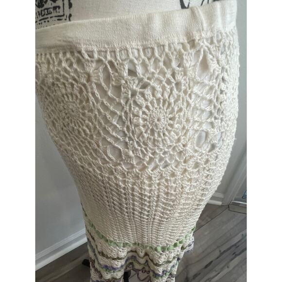 CYNTHIA STEFFE SKIRT CROCHET SZ S COTTON RUFFLE WAVY AESTHETIC COTTAGE CORE - Picture 13 of 16